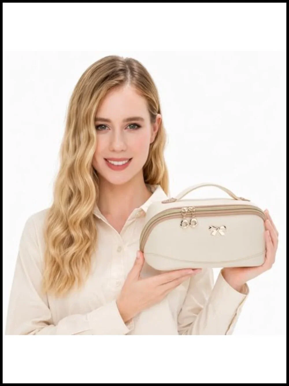 Large Capacity Travel Makeup Bag Waterproof Faux Leather Toiletry Organizer Set
